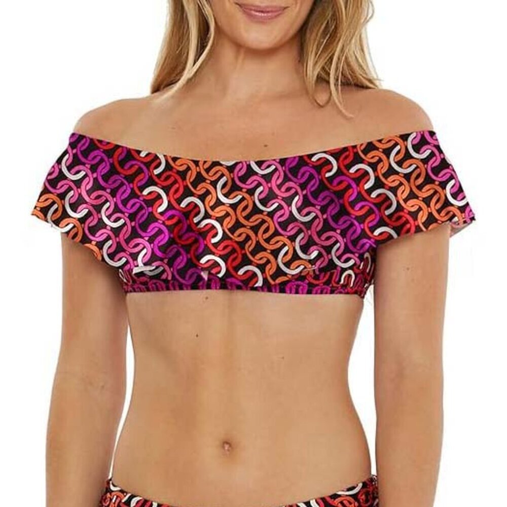 NWT Trina Turk Women's Echo Ruffle Bandeau Bikini Swim Top